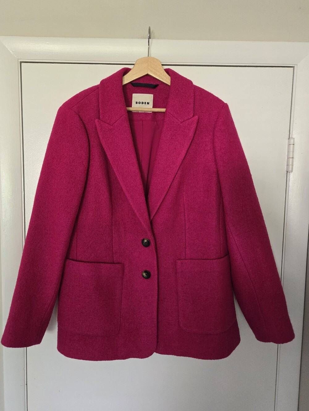 Boden Purple Pink Wool Blend Blazer Jacket Size 14